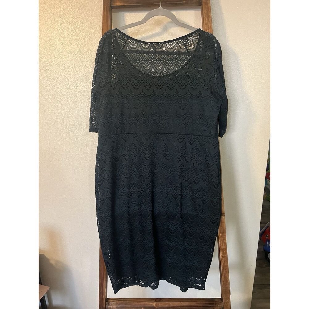 Jessica Simpson Maternity Black Lace Sheath Dress Scoop Neck Short Sleeve XL